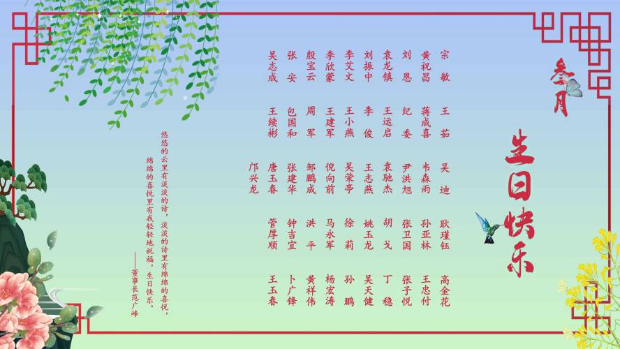 【生日祝?！抗ё?月生日的員工生日快樂！